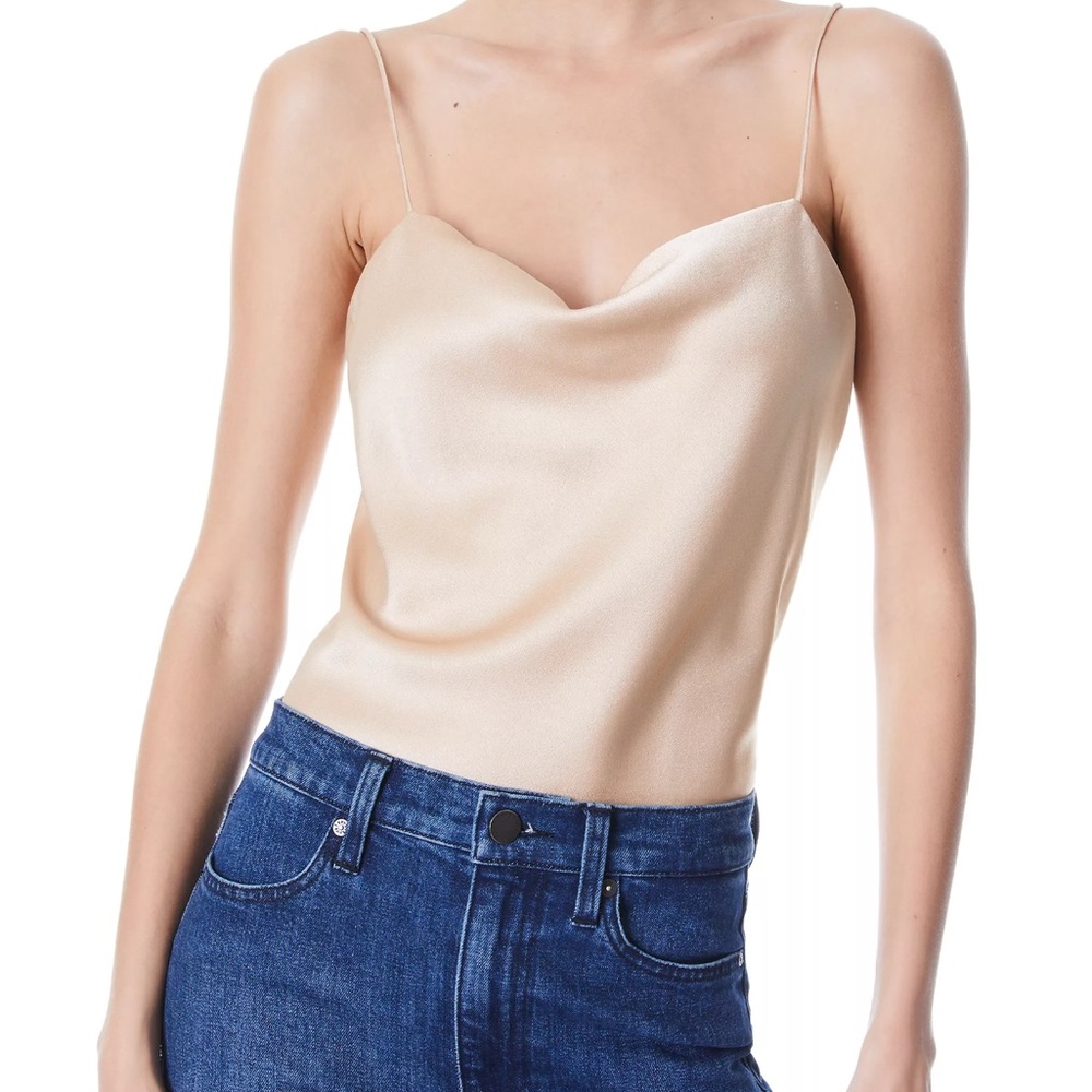 Harmon Slip Cami Top Alice & Olivia size M Almond color